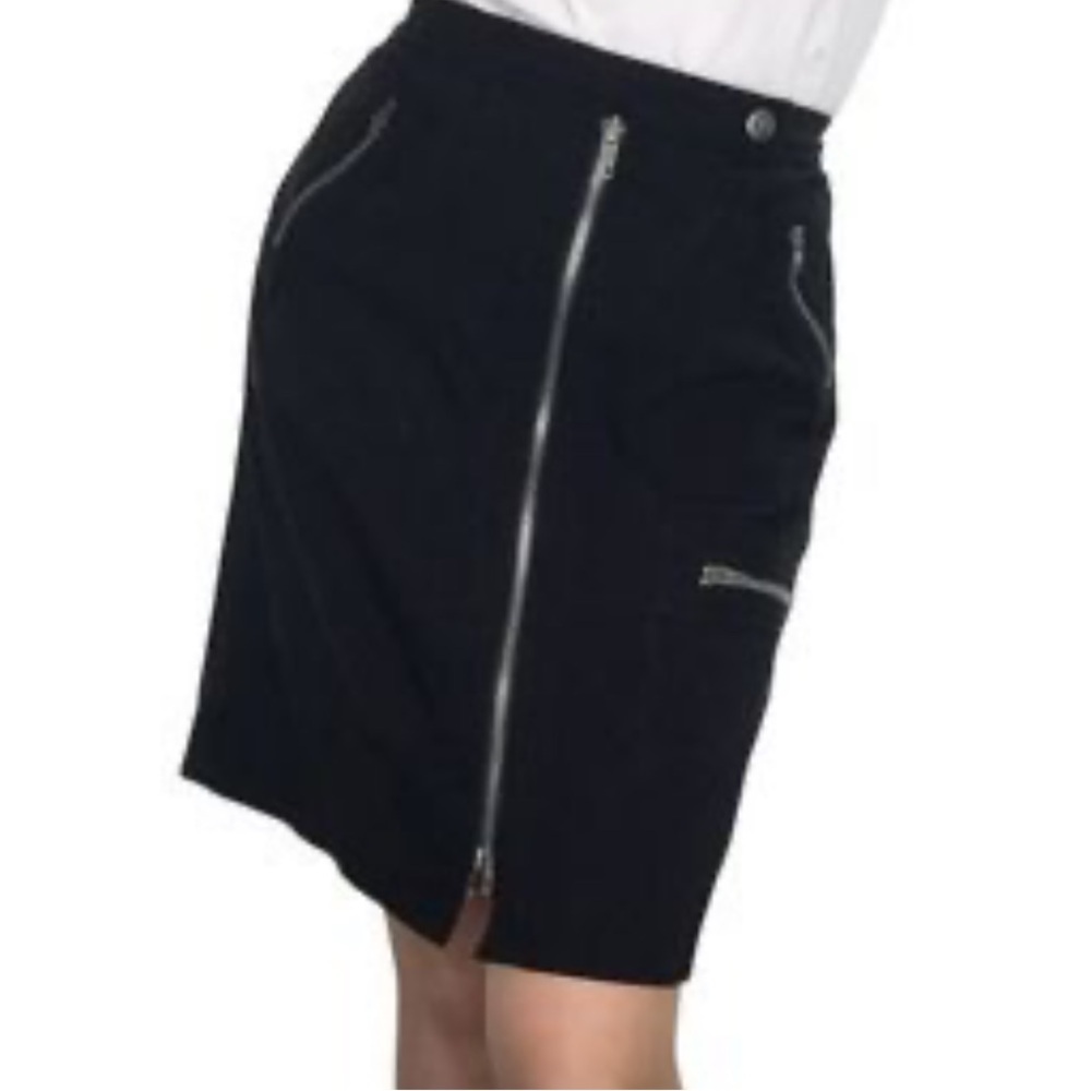 Bebe Front Zipper Mini Skirt with Zipper Pockets